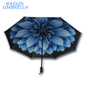 Fashionable Popular in China Black Coating Paraguas Sun Daisy Design Inside Cheap Custom Print Slogan Umbrella with Logo Prints